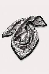 Soft silk scarf with a beige and black pattern