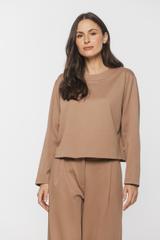 Mięsista bluzka o luźnym fasonie z dekoltem łódka