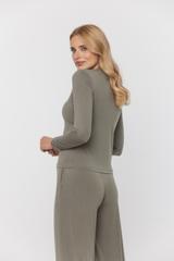 Minimalistyczna bluzka z długim rękawem w kolorze khaki