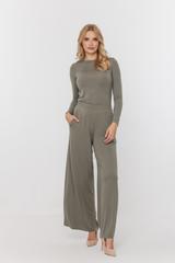 Minimalistyczna bluzka z długim rękawem w kolorze khaki