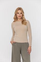 Minimalistyczna bluzka z długim rękawem w piaskowym kolorze