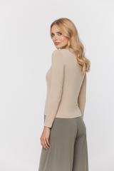 Minimalistyczna bluzka z długim rękawem w piaskowym kolorze