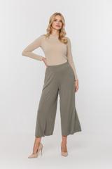 Minimalistyczna bluzka z długim rękawem w piaskowym kolorze