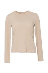 Minimalistyczna bluzka z długim rękawem w piaskowym kolorze