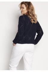 Modny granatowy sweter z guzikami