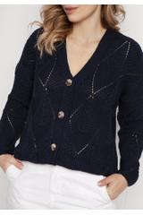 Modny granatowy sweter z guzikami