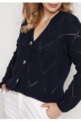 Modny granatowy sweter z guzikami