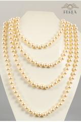 Długi naszyjnik ze szklanych złotych pereł