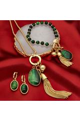 Naszyjnik z naturalnym zielonym kwarcem