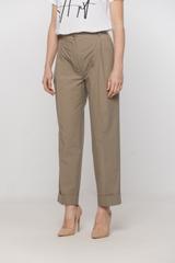 Oliwkowe bawełniane spodnie w kant