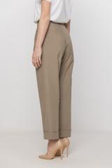 Oliwkowe bawełniane spodnie w kant