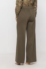 Oliwkowe eleganckie spodnie ze stębnowanym kantem