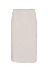 Ołówkowa beżowa spódnica z dzianiny sweterkowej
