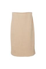 Ołówkowa beżowa spódnica z prążkowanej dzianiny