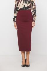 Ołówkowa bordowa spódnica midi z grubej dzianiny