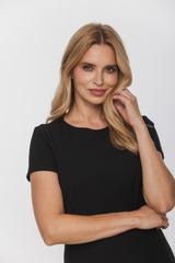 Ołówkowa czarna sukienka z krótkim rękawem i podszewką