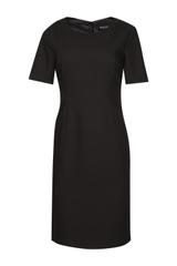 Ołówkowa czarna sukienka z krótkim rękawem w klasycznym wydaniu