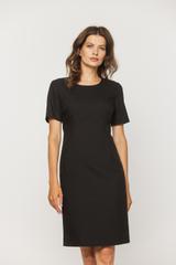 Ołówkowa czarna sukienka z krótkim rękawem w klasycznym wydaniu