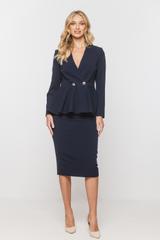 Ołówkowa granatowa spódnica za kolano