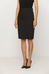 Ołówkowa spódnica z rozporkiem z eleganckiej czarnej tkaniny