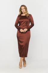 Ołówkowa sukienka midi z bordowej satyny