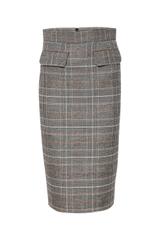 Ołówkowa szara spódnica w brązową kratkę