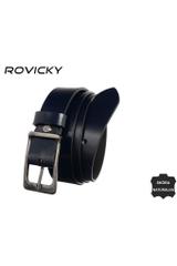 Granatowy klasyczny pasek ze skóry naturalnej