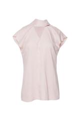 Pastelowa bluzka z w delikatne szare groszki