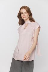 Pastelowa bluzka z w delikatne szare groszki