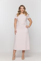 Pastelowa sukienka z paskiem i krótkim rękawem