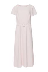 Pastelowa sukienka z paskiem i krótkim rękawem