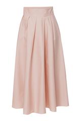 Pastelowo różowa spódnica w wizytowym stylu
