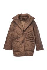 Pikowana brązowa kurtka z wykładanym kołnierzem