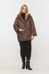 Pikowana brązowa kurtka z wykładanym kołnierzem