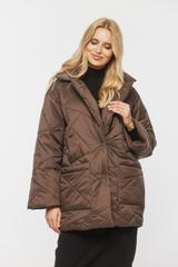 Pikowana brązowa kurtka z wykładanym kołnierzem
