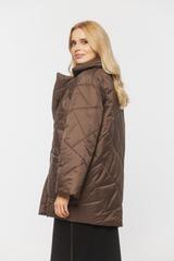 Pikowana brązowa kurtka z wykładanym kołnierzem
