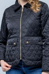 Pikowana przejściowa kurtka w kolorze czarnym