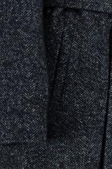 Granatowy melanżowy płaszcz w jodełkę