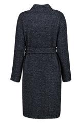 Granatowy melanżowy płaszcz w jodełkę