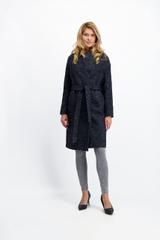 Granatowy melanżowy płaszcz w jodełkę