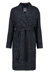 Granatowy melanżowy płaszcz w jodełkę