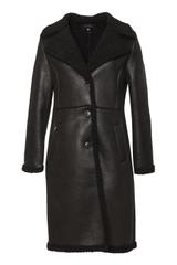 Czarny kożuszek z kołnierzem i zapięciem na guziki