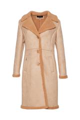 Beżowy kożuszek z kołnierzem i zapięciem na guziki