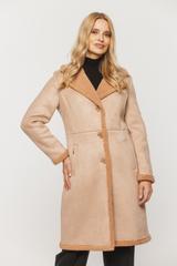 Beżowy kożuszek z kołnierzem i zapięciem na guziki