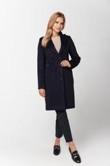 Granatowy wełniany płaszcz w klasycznej formie