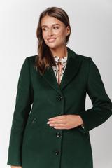 Zielony wełniany płaszcz w klasycznej formie