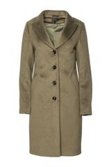 Oliwkowy wełniany płaszcz w klasycznej formie