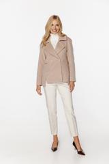 Krótki dwurzędowy płaszcz z wełną i alpaką w odcieniu beżu