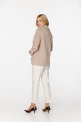 Krótki dwurzędowy płaszcz z wełną i alpaką w odcieniu beżu