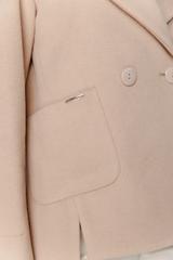 Krótki dwurzędowy płaszcz z wełną i alpaką w odcieniu beżu